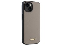 Funda DKNY MagSafe para iPhone 15 con logo metálico granulado - Beige Funda DKNY MagSafe para iPhone 15 con logo metálico granulado - Beige