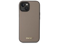 Funda DKNY MagSafe para iPhone 15 con logo metálico granulado - Beige Funda DKNY MagSafe para iPhone 15 con logo metálico granulado - Beige