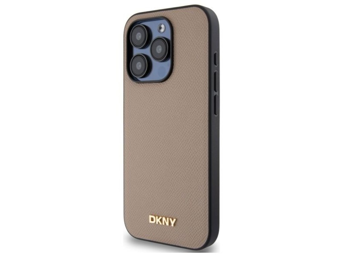 DKNY Grained Metal Logo MagSafe iPhone 15 Pro Max Case - Beige