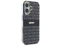 DKNY Repeat Texture Pattern With Stripe iPhone 16 Case - Black DKNY Repeat Texture Pattern With Stripe iPhone 16 Case - Black