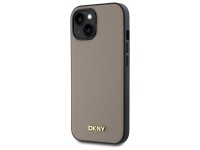 Funda DKNY MagSafe para iPhone 15 con logo metálico granulado - Beige Funda DKNY MagSafe para iPhone 15 con logo metálico granulado - Beige