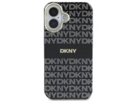 DKNY Repeat Texture Pattern With Stripe iPhone 16 Case - Black DKNY Repeat Texture Pattern With Stripe iPhone 16 Case - Black