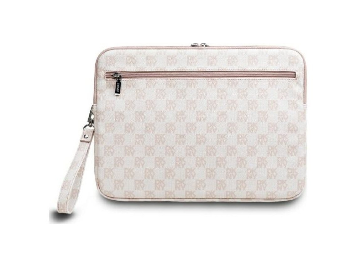 DKNY Sleeve Checkered Pattern Printed Stripes 14" Laptop Case - Pink