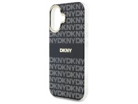 DKNY Repeat Texture Pattern With Stripe iPhone 16 Case - Black DKNY Repeat Texture Pattern With Stripe iPhone 16 Case - Black