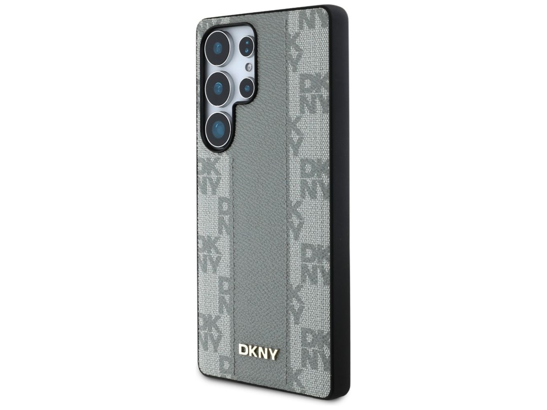 DKNY Leather Checkered Pattern MagSafe Case for Samsung Galaxy S25 Ultra - Gray