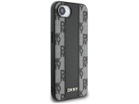 DKNY Leather Checkered Mono Pattern MagSafe iPhone 16e Case - Black DKNY Leather Checkered Mono Pattern MagSafe iPhone 16e Case - Black