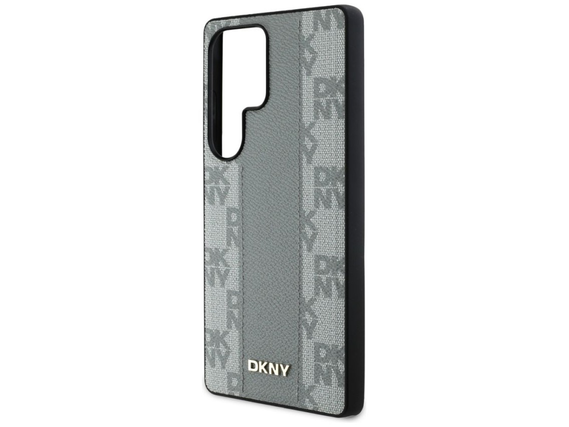 DKNY Leather Checkered Pattern MagSafe Case for Samsung Galaxy S25 Ultra - Gray