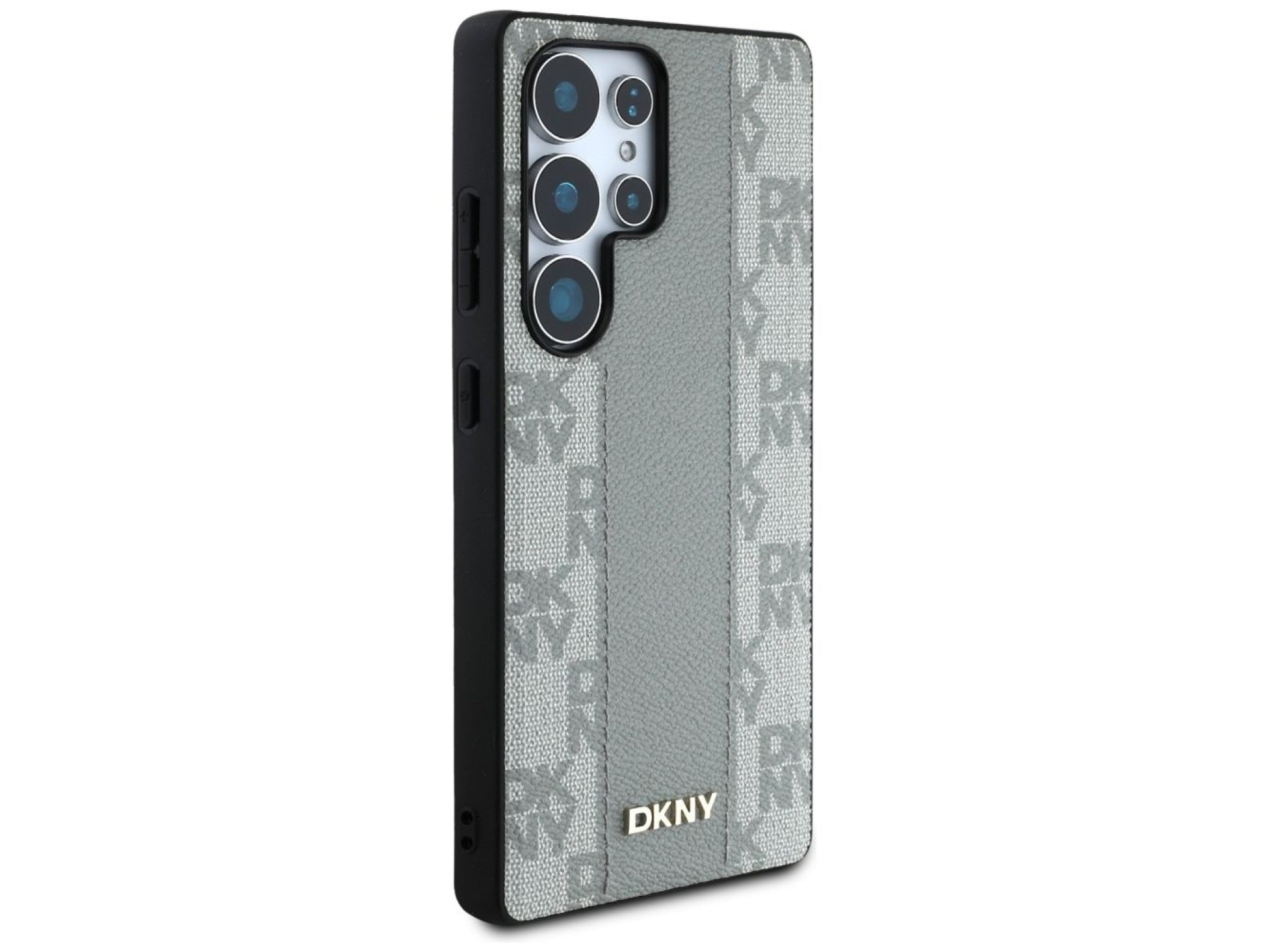 DKNY Leather Checkered Pattern MagSafe Case for Samsung Galaxy S25 Ultra - Gray