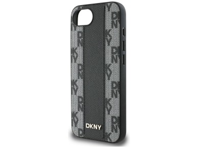 DKNY Leather Checkered Mono Pattern MagSafe iPhone 16e Case - Black DKNY Leather Checkered Mono Pattern MagSafe iPhone 16e Case - Black