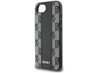 DKNY Leather Checkered Mono Pattern MagSafe iPhone 16e Case - Black DKNY Leather Checkered Mono Pattern MagSafe iPhone 16e Case - Black
