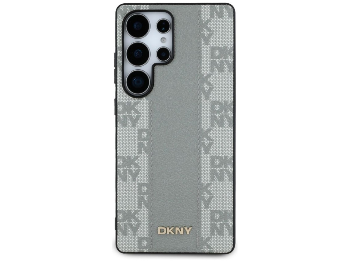 DKNY Leather Checkered Pattern MagSafe Case for Samsung Galaxy S25 Ultra - Gray
