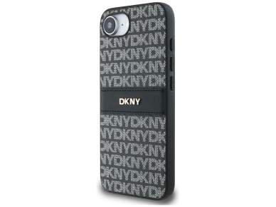 DKNY Repeat Texture Pattern with Tonal Stripe case for iPhone 16e - black DKNY Repeat Texture Pattern with Tonal Stripe case for iPhone 16e - black