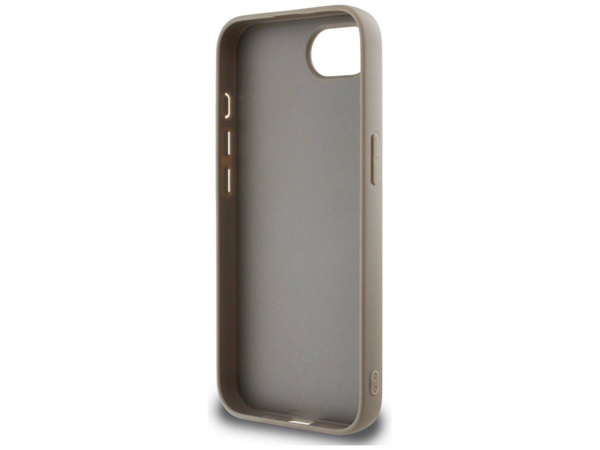 Capa DKNY para iPhone 16e com estampa texturizada repetida e listras em tons neutros - Bege