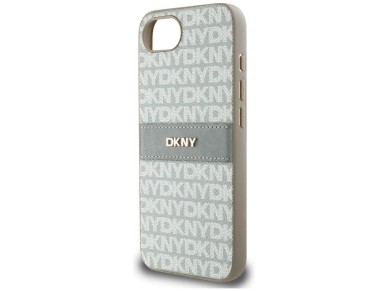 DKNY Repeat Texture Pattern with Tonal Stripe iPhone 16e Case - Beige DKNY Repeat Texture Pattern with Tonal Stripe iPhone 16e Case - Beige