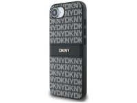 DKNY Repeat Texture Pattern with Tonal Stripe case for iPhone 16e - black DKNY Repeat Texture Pattern with Tonal Stripe case for iPhone 16e - black