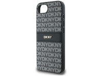 DKNY Repeat Texture Pattern with Tonal Stripe case for iPhone 16e - black DKNY Repeat Texture Pattern with Tonal Stripe case for iPhone 16e - black