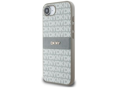 DKNY Repeat Texture Pattern with Tonal Stripe iPhone 16e Case - Beige DKNY Repeat Texture Pattern with Tonal Stripe iPhone 16e Case - Beige