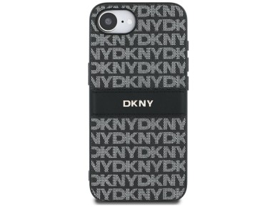 DKNY Repeat Texture Pattern with Tonal Stripe case for iPhone 16e - black DKNY Repeat Texture Pattern with Tonal Stripe case for iPhone 16e - black