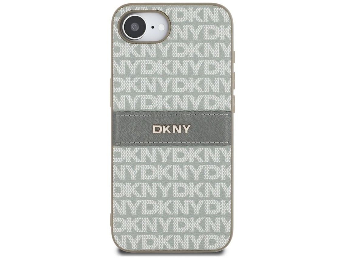 Funda para iPhone 16e de DKNY con estampado de textura repetida y rayas tonales - Beige