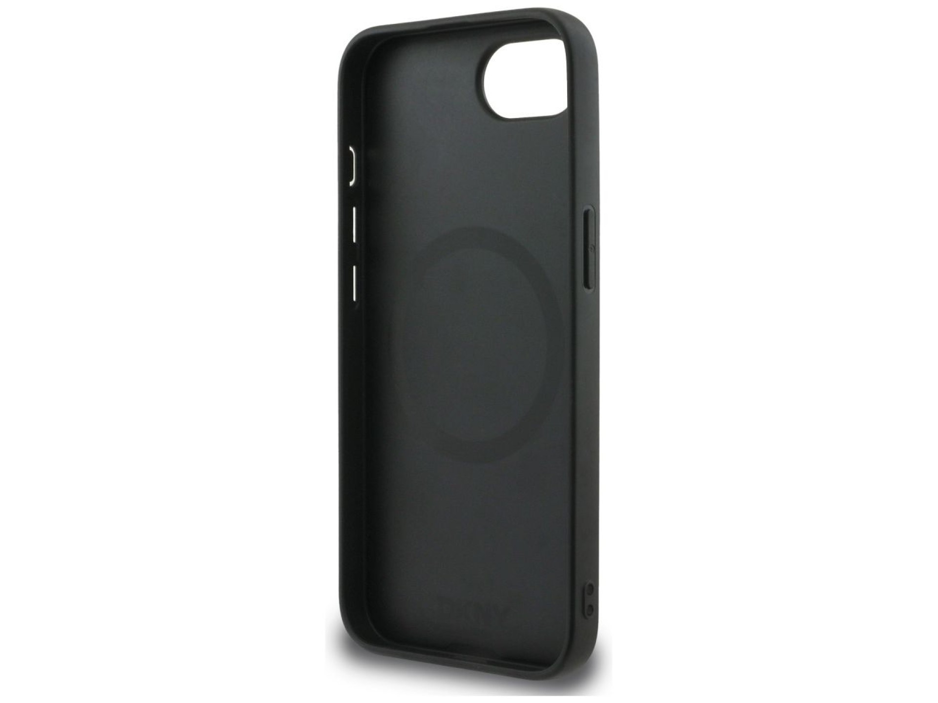 DKNY Leather Checkered Mono Pattern MagSafe iPhone 16e Case - Black
