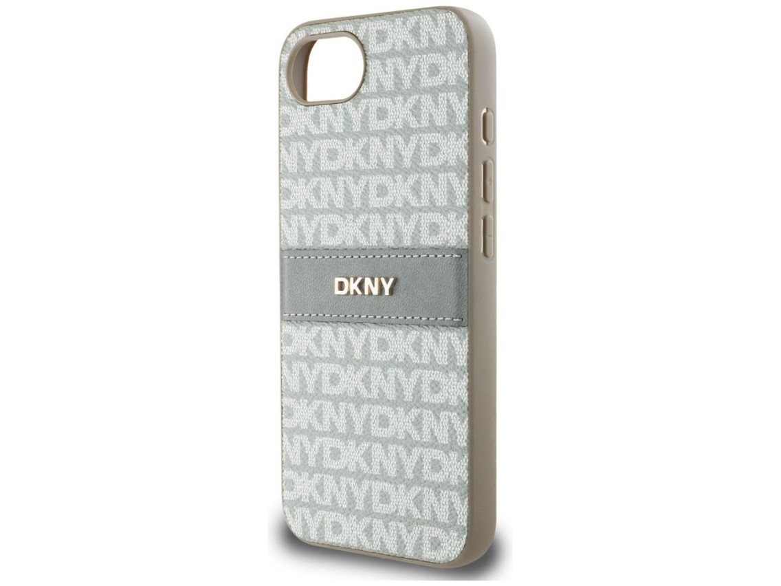 Funda para iPhone 16e de DKNY con estampado de textura repetida y rayas tonales - Beige