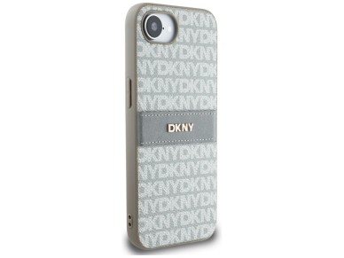 DKNY Repeat Texture Pattern with Tonal Stripe iPhone 16e Case - Beige DKNY Repeat Texture Pattern with Tonal Stripe iPhone 16e Case - Beige