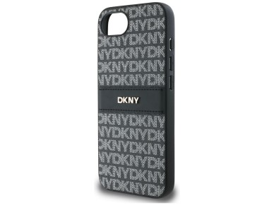 DKNY Repeat Texture Pattern with Tonal Stripe case for iPhone 16e - black DKNY Repeat Texture Pattern with Tonal Stripe case for iPhone 16e - black