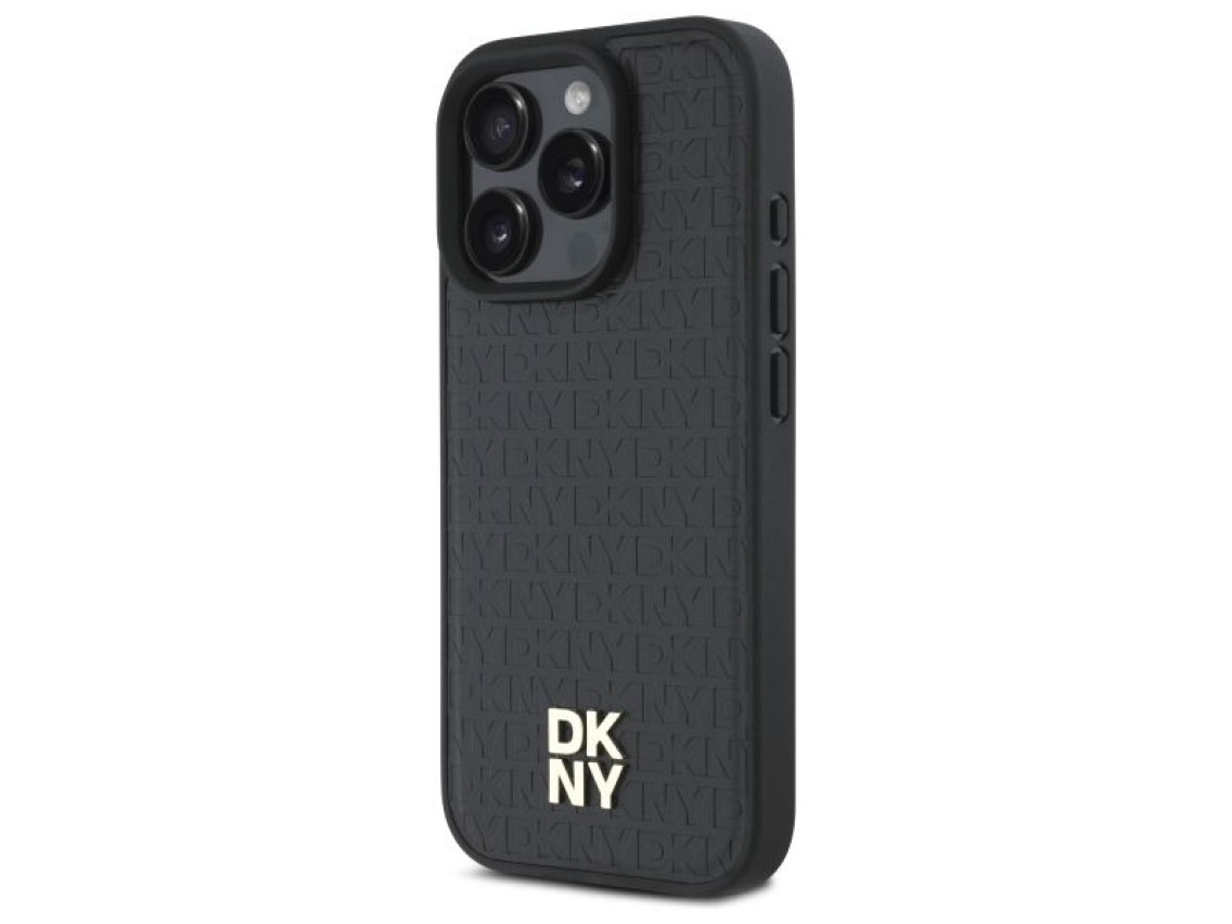 Capa DKNY Repeat Pattern Stack Logo MagSafe para iPhone 16 Pro Max - Preta