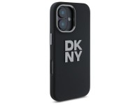 Funda para iPhone 16 de silicona líquida con logo metálico de DKNY - Negra Funda para iPhone 16 de silicona líquida con logo metálico de DKNY - Negra