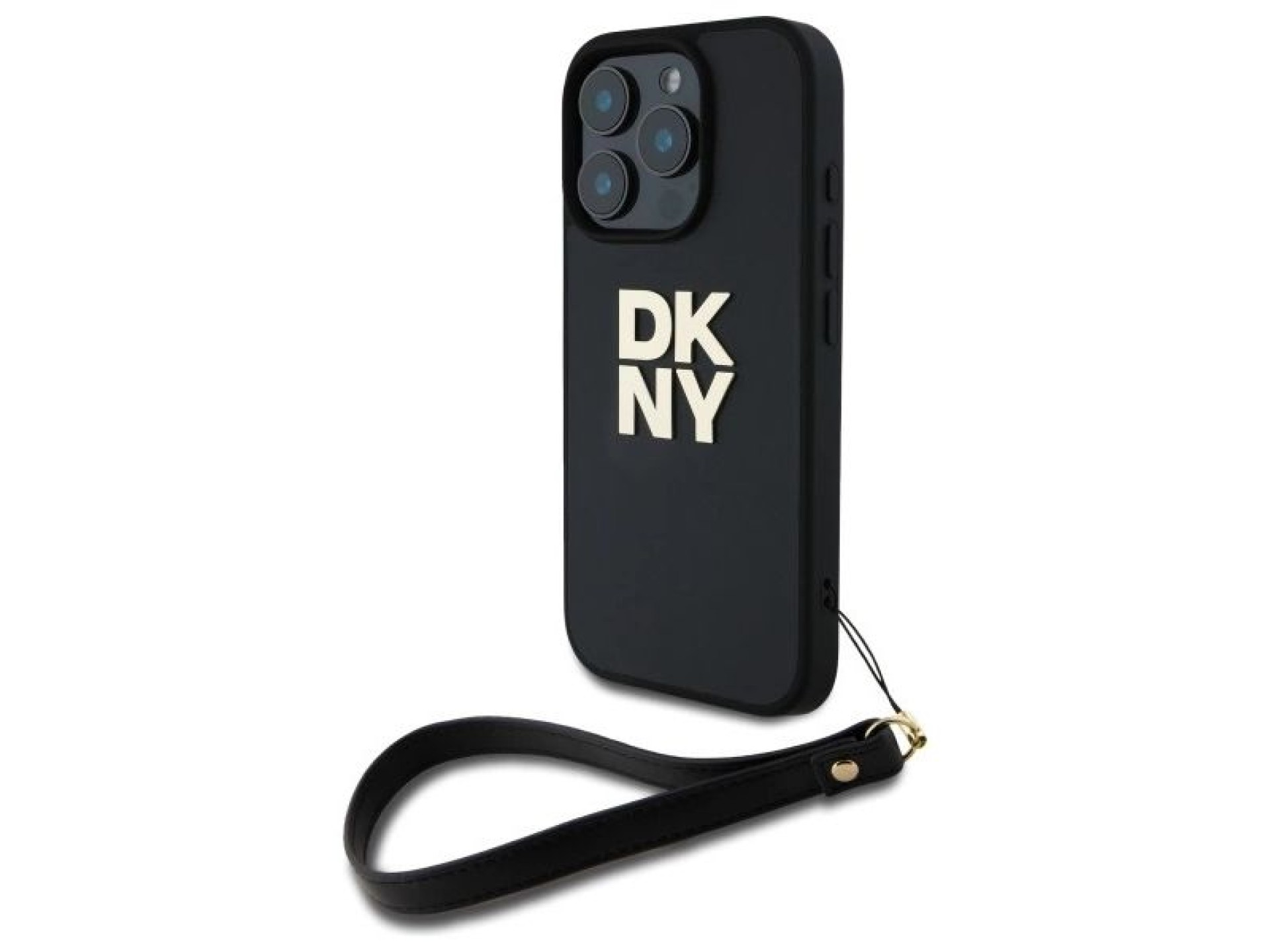DKNY Wrist Strap Stock Logo iPhone 16 Pro Case - Black