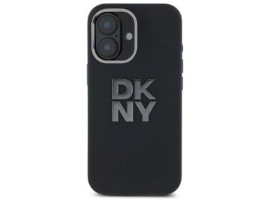 Funda para iPhone 16 de silicona líquida con logo metálico de DKNY - Negra Funda para iPhone 16 de silicona líquida con logo metálico de DKNY - Negra