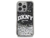 Capa rígida preta com glitter líquido e logo em arco DKNY DKHCP16XLBNAEK para iPhone 16 Pro Max de 6 Capa rígida preta com glitter líquido e logo em arco DKNY DKHCP16XLBNAEK para iPhone 16 Pro Max de 6