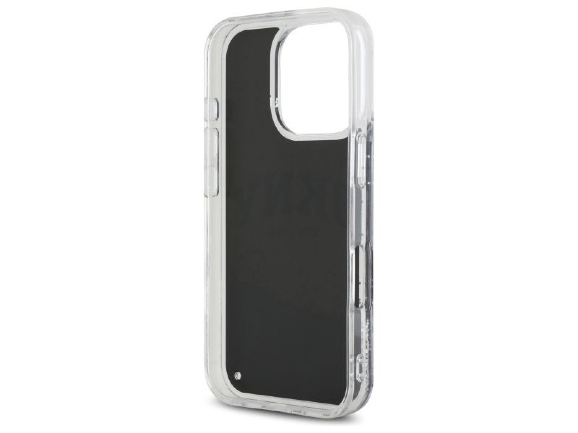 Capa rígida preta com glitter líquido e logo em arco DKNY DKHCP16XLBNAEK para iPhone 16 Pro Max de 6