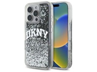 Capa rígida preta com glitter líquido e logo em arco DKNY DKHCP16XLBNAEK para iPhone 16 Pro Max de 6 Capa rígida preta com glitter líquido e logo em arco DKNY DKHCP16XLBNAEK para iPhone 16 Pro Max de 6