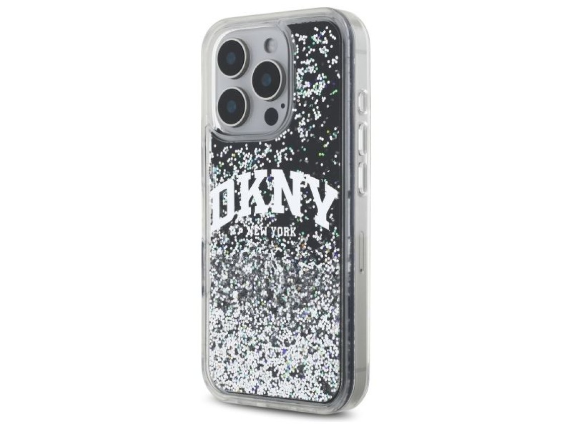 DKNY DKHCP16LLBNAEK iPhone 16 Pro 6.3" black/black hardcase Liquid Glitter Arch Logo