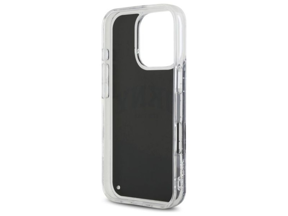Capa rígida preta com glitter líquido e logo em arco DKNY DKHCP16XLBNAEK para iPhone 16 Pro Max de 6