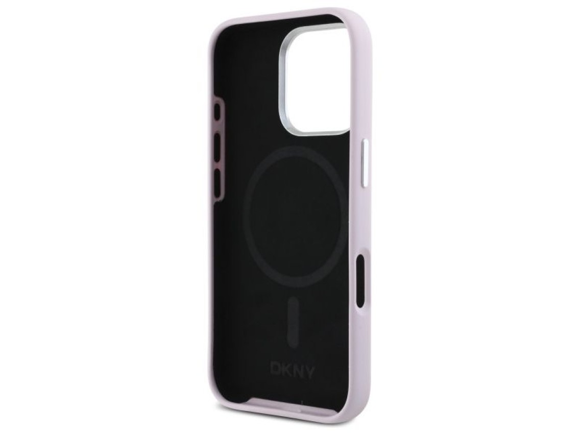 DKNY Liquid Silicone Small Metal Logo MagSafe iPhone 16 Pro Max Case - Pink