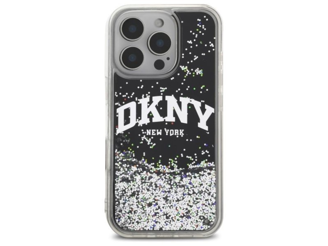 DKNY DKHCP16LLBNAEK iPhone 16 Pro 6.3" black/black hardcase Liquid Glitter Arch Logo