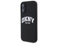 Funda DKNY de silicona blanca con logo impreso MagSafe para iPhone 16 - Negra Funda DKNY de silicona blanca con logo impreso MagSafe para iPhone 16 - Negra
