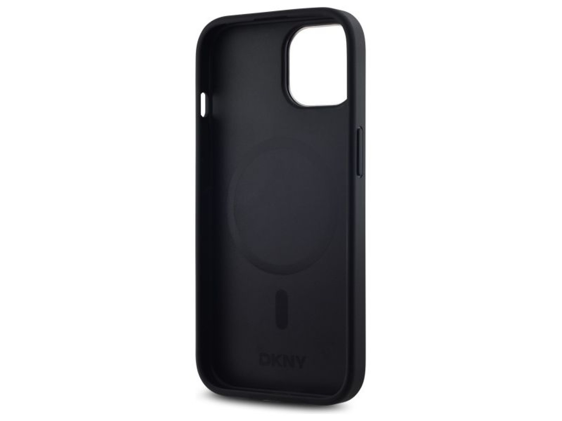 Funda DKNY con logo liso y MagSafe para iPhone 15 - Negra