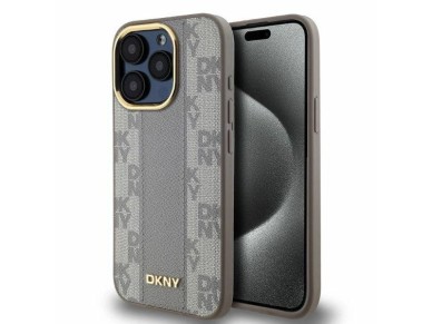 Funda DKNY de piel con estampado a cuadros monocromático y MagSafe para iPhone 15 Pro Max - Beige Funda DKNY de piel con estampado a cuadros monocromático y MagSafe para iPhone 15 Pro Max - Beige