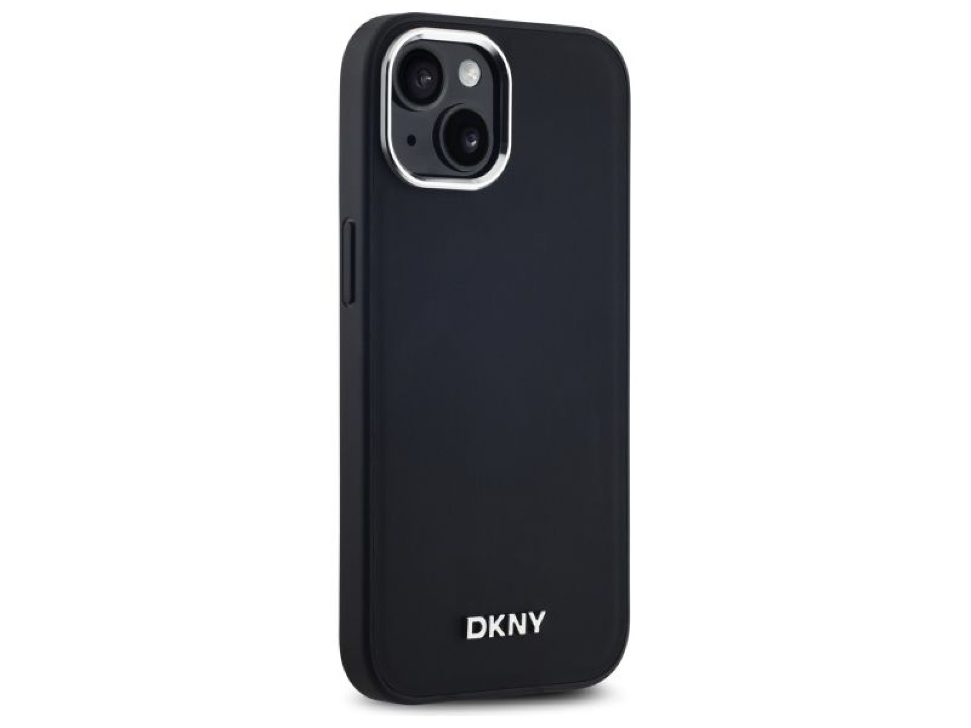 Funda DKNY con logo liso y MagSafe para iPhone 15 - Negra