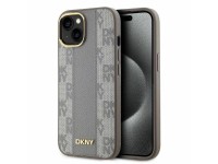 Capa DKNY para iPhone 15 em couro com estampa xadrez monocromática e MagSafe - Bege Capa DKNY para iPhone 15 em couro com estampa xadrez monocromática e MagSafe - Bege