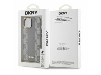 Capa DKNY para iPhone 15 em couro com estampa xadrez monocromática e MagSafe - Bege Capa DKNY para iPhone 15 em couro com estampa xadrez monocromática e MagSafe - Bege