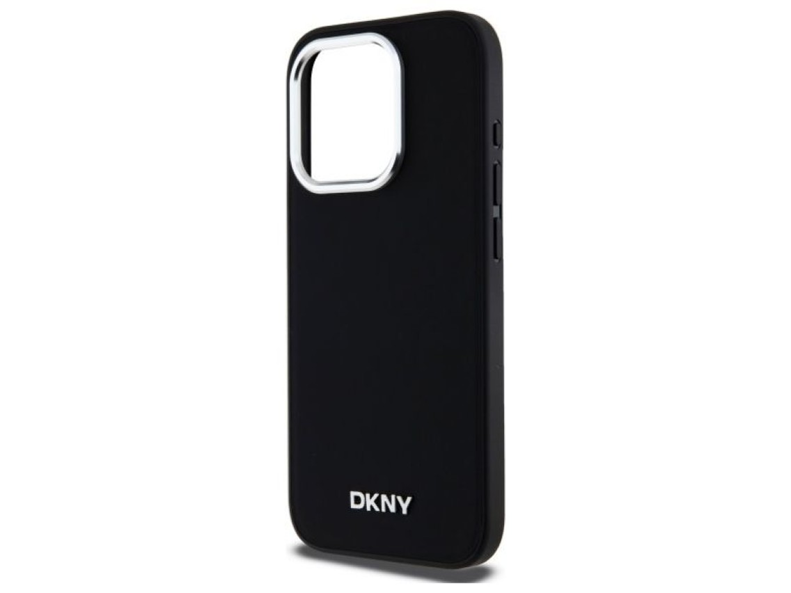 Funda DKNY con logo liso y MagSafe para iPhone 15 Pro Max - Negra