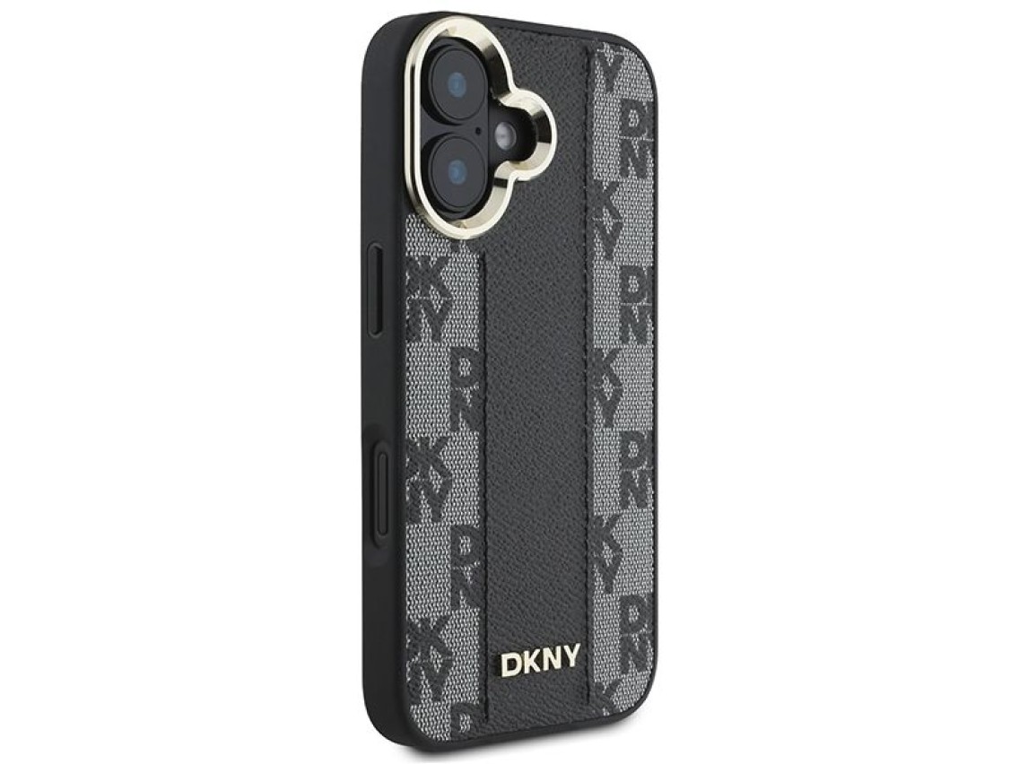 Funda DKNY MagSafe para iPhone 16 con estampado a cuadros - Negra