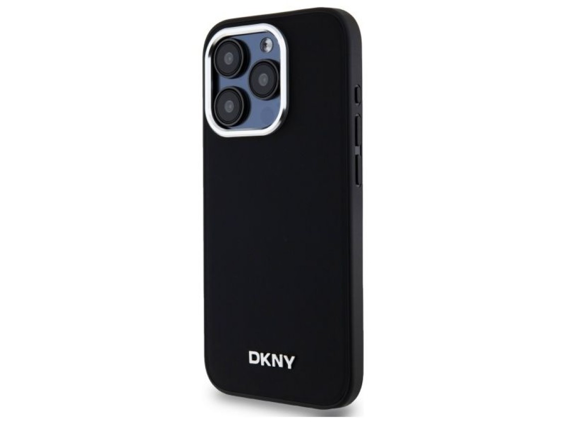 Funda DKNY con logo liso y MagSafe para iPhone 15 Pro Max - Negra
