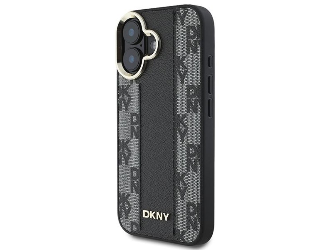 Funda DKNY MagSafe para iPhone 16 con estampado a cuadros - Negra