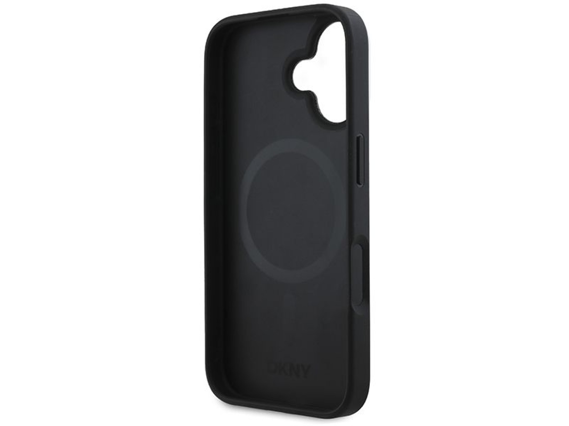 DKNY Plain Silver Logo MagSafe iPhone 16 Case - Black