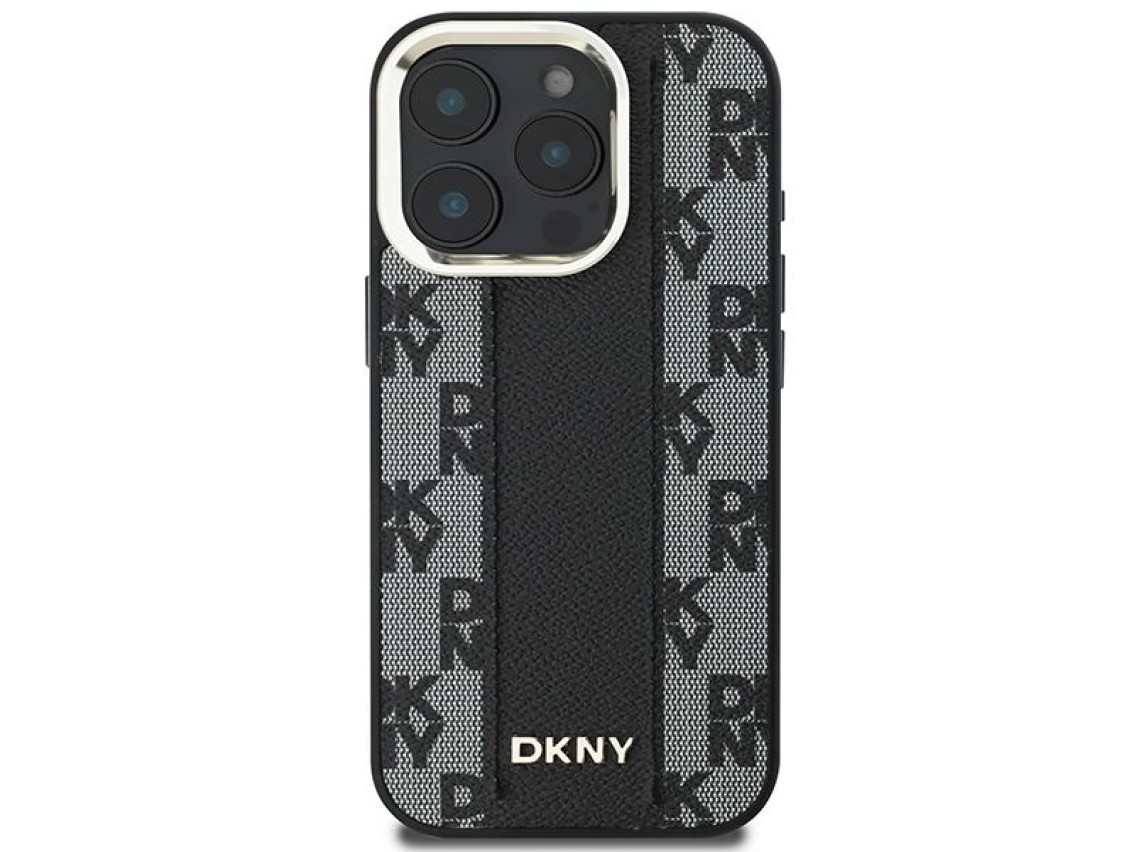 Funda DKNY MagSafe con estampado a cuadros para iPhone 16 Pro - Negra